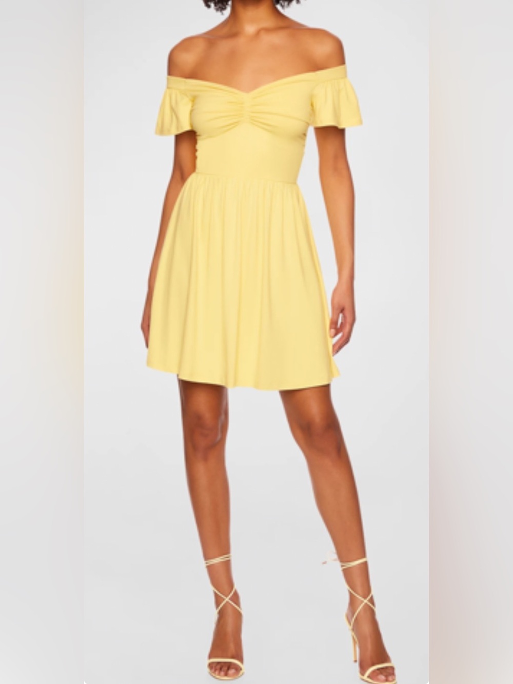 Susana Monaco Butter Yellow Off-Shoulder Mini Dress XS Summer Feminine Coquette